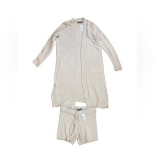 New York & Company Fuzzy Cozy Cardigan Lounge Shorts Set